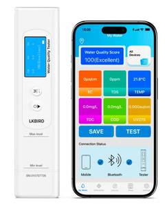 lot 4389 image: 6-in-1 Smart Water Tester for Drinking Water with APP Monitoring, Digital Water Testing Kit for TDS Meter, EC, Temp, TOC, COD, UV275, Professional Water Tester for Home, Well, Tap & Outdoor.