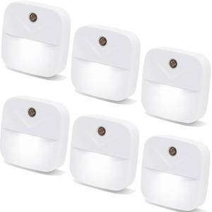 lot 4397 image: YRWXZYO 6 Pack Night Light Plug in, White LED Nightlights with Smart Dusk to Dawn Sensor, Plug into Wall Nightlights Suitable for Bedroom, Bathroom, Hallway, Kitchen, Stairs, Kids, Adults