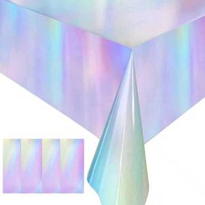 lot 4400 image: 4 Pack Iridescent Plastic Tablecloths Disposable Tablet Cover 54 x 108 In