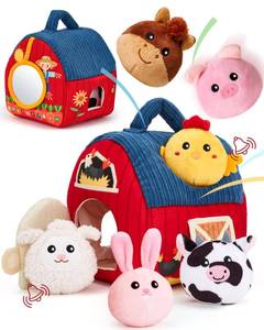 lot 4410 image: hahaland Baby Toys 6-12 Months - Surprise Barn Stuffed Farm Animals Plush