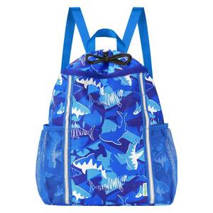 lot 4412 image: WAWSAM Shark Drawstring Backpack for Kids Boys with Two Bottle Pockets