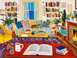 lot 4432 image: Springbok Cozy Reading Nook 500 Piece Jigsaw Puzzle for Adults
