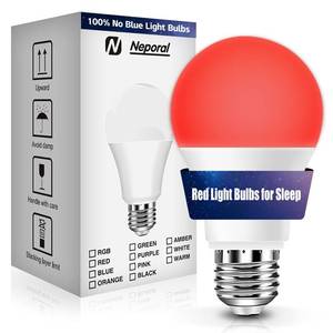 lot 4443 image: Neporal Red Light Bulbs for Sleep 9W, 100% Blue Light Blocking Red Night Light, 625nm LED Light Bulb for Melatonin Promoting, A19 60W Equivalent Dim Light Bulbs for Bedroom, Baby Nursery,1 Pack