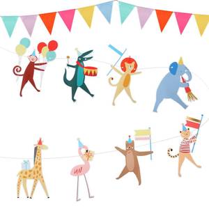 lot 4448 image: Fullhawl Animal Parade Party Banner with 12 Pcs Colorful Pennant Banner Flag, 10 Strand Including Excess Cord Animal Birthday Party Hanging Garland Decorations Baby Showers Supplies