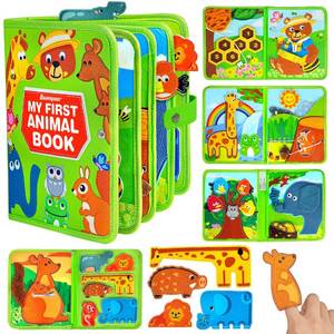 lot 5267 image: Quanquer Animal Busy Book for Toddlers 1-3 - Montessori Toys for 1 Year Old Boys and Girls, Educational Travel Toy for Airplane Car, Christmas Birthday Gifts for Toddlers