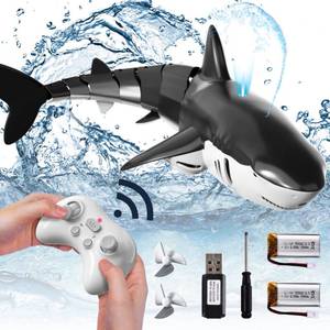 lot 5276 image: Bennol 2.4Ghz Remote Control Shark Toys for Boys Kids, 118 Scale High Simulation Shark for Pool, Electric RC Sharks Fish Toys with Light & Spray Water Function for 6 7 8 9 Year olds Kid Boys