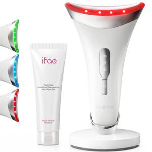 lot 5278 image: Red Light Therapy for Face and Neck, Renewal Face Lift Device with Vibration Tech, 3 in 1 Face Massager Tool with Thermals, True Beauty Glow Facial Sculptor for Wrinkles, Double Chin-White