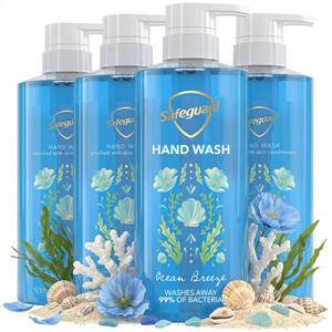 lot 5290 image: Safeguard Liquid Hand Soap, Micellar Deep Cleansing, Washes Away 99% Bacteria, Made with Natural Moisturizers, Enriched with Skin Conditioners, PH Balanced, Ocean Breeze Scent 15.5 oz (Pack of 4)