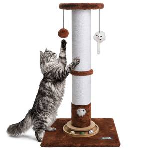 lot 5305 image: Ahomdoo 35-Inch Tall Cat Scratching Post, Stable Base for Large Cats, Brown