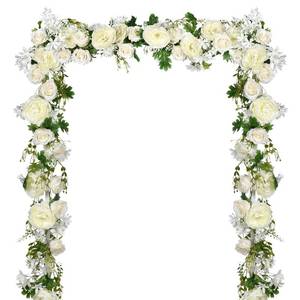 lot 5307 image: DearHouse 2Pack Artificial Peony Flower Garland - Silk Peony Garland with White Flowers for Wedding Party Table Decoration,6ftStrand