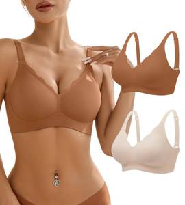 lot 6059 image: Wireless Bras for Women Bralette - Womens Seamless Push Up Full Coverage Wirefree Padded Sleep Bra with Support and Lift size XL