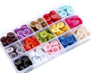 lot 6075 image: GANSSIA 58 Inch (15mm) 15 Colors Assorted Buttons for Sewing Flatback Button Multicolors 4 Holes Buttons for DIY Decoration Craft Pack of 300 PCS with Box