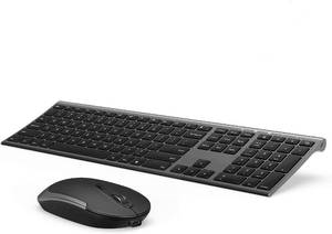 lot 6076 image: Vssoplor Wireless Keyboard and Mouse, Rechargeable Ultra Slim, Dark Gray