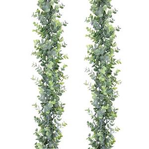 lot 6098 image: DearHouse Faux Eucalyptus Garland Plant, 2 Pack Artificial Vines Hanging Eucalyptus Leaves Greenery Garland for Wedding Backdrop Arch Wall Decor, 6 Feetpcs UV Protected Indoor Outdoor