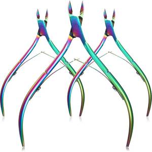 lot 6119 image: Mudder 3 Pack Rainbow Cuticle Nippers Stainless Steel Pointed Blade