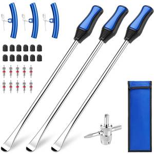 lot 6125 image: Weyyane 15 Tire Spoons Kit, 30 Pcs Tire Removal Tool for Motorcycle Dirt Bike Lawn Tractor Bicycle,Updated Tire Change Kit with Tire Spoon, Rim Protector, Valve Tool, Valve Cover and Valve Core
