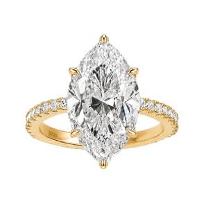 lot 6143 image: RODIFFY S925 Silver 3.5CT Marquise Cut Promise Ring,Golden Pave,4