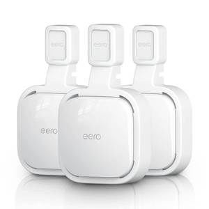 lot 7863 image: Wall Mount Holder for eero Pro 6e6 Mesh Wi-Fi System, Outlet Wall Mount Stand Bracket for eero Pro 6e tri-Band Mesh, Wire Organizer (White(3Pack))