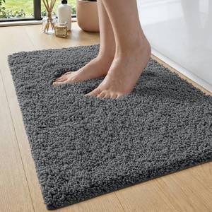 lot 7867 image: DEXI Bathroom Rug 24x16, Soft and Absorbent Microfiber Bath Mat, Dark Grey