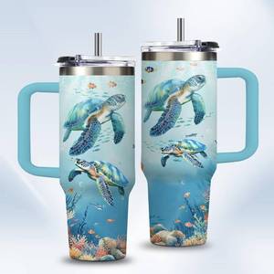 lot 7868 image: HYMONA Sea Turtle Tumbler Gift for Women - 30oz Ocean Themed Stainless Steel Water Cup with Turtle & Marine Life Designs, Insulated Travel Cup for Beach Lovers & Marine Conservation Supporters