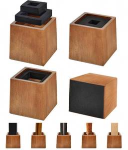 lot 7870 image: OYMVEKIK Wooden Bed Risers 4 Inch Heavy Duty, Support 2500 lbs, Retro Brown