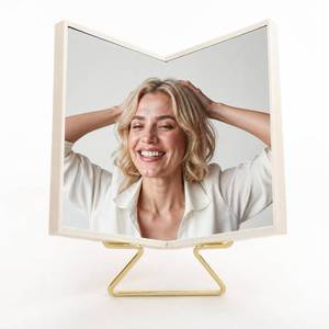 lot 7871 image: Realme V0 Non-Reversing Mirror with Stand, True Reflection Desk Mirror for Makeup, Hair Styling, Grooming and Photo Check