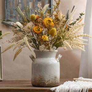 lot 7872 image: Quoowiit Ceramic Rustic Farmhouse Vase, Distressed Decorative Flower Vase for Home Decor, Ideal Shelf Decor, White Boho Vase for Living Room Bedroom Kitchen Office Decor Centerpiece Table Decorations