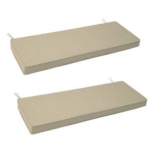 lot 7873 image: Outdoor Bench Cushion, Water-Resistant & Fade-Resistant, Porch Swing Cushions with Ties, Patio Furniture Seat Pads for Garden Settee, Removable Cover Non-Slip Bottom, 48 x 16 Inch, Set of 2, Natural