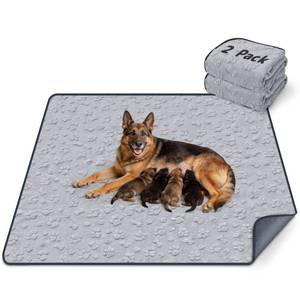 lot 8166 image: LOOBANI 2 Pack Extra Large Washable Pee Pads for Dogs 48x48, Gray