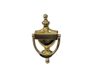lot 8171 image: QCAA Solid Brass Door Knocker, 7, Polished Brass, Made in Taiwan, 1 Pack