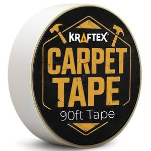 lot 8185 image: Kraftex Double-Sided Carpet Tape for Area Rugs, 90ft. Rug Tape Hardwood Floor no Damage, Heavy Duty and Double Sided for Carpet, Tiles, Concrete and More. Use Indoors or Outdoor