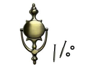 lot 8194 image: QCAA Solid Brass Door Knocker, 7-34, Antique Brass, 1 Pack, Made in Taiwan