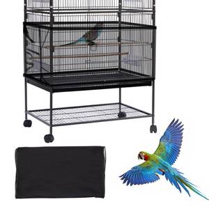lot 8202 image: Daoeny Large Bird Cage Cover, Bird Cage Seed Catcher, Adjustable Soft Airy Nylon Mesh Net, Birdcage Cover Skirt Seed Guard for Parrot Parakeet Macaw African Round Square Cages (Black)