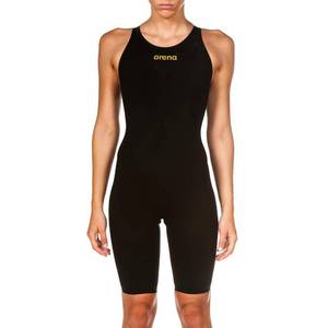 lot 8204 image: ARENA Powerskin Carbon Air2 Kneeskin Closed Back Womens Racing Swimsuit Small Logo Full Body Short Leg One Piece Athletic Tech Suit, BlackBlackGold, US Size 26