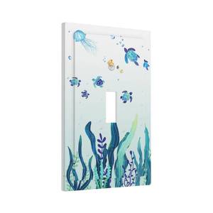 lot 8218 image: Sea Turtles Wall Ocean Grass Jellyfish Fish Sea Seaweed Bubbles Single Toggle Light Switch Cover Decorative 1 Gang Wall Plate Electrical Device Switchplate Plastic Faceplate for Kitchen Decorate Jumbo
