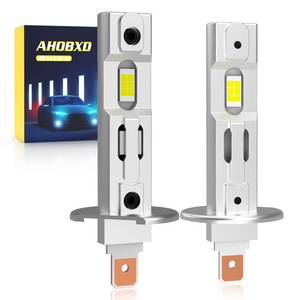 lot 8235 image: AHOBXD H1 Light Bulbs,6500K White Super Bright Upgraded 600% 30000LM Brightness Real 11 Halogen Size 80000Hours Lifespan H1H1LL Flicker Free and Canbus Free IP68 Waterproof Pack of 2