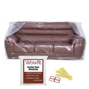 lot 8238 image: Wowfit 4mil Couch Cover for Moving, Clear Sofa Storage Bag, 92Wx42Dx6241H