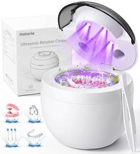 lot 8240 image: Ultrasonic Retainer Cleaner Machine, 45kHz Deep Gentle Dental Cleaning Pod with 304 Stainless Steel Tank, 4 Cleaning Modes for Aligners, Dentures, Mouth Guards, Night Guards, Toothbrush Heads