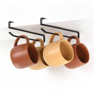 lot 8255 image: xympo Coffee Mug Hanger for Cabinet, Clip-On Shelf, for Cups, Utensil, Tumbler Lid, Screwless Install (Pack of 2), Fits Shelves up to 34