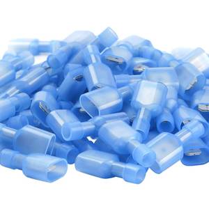 lot 8261 image: Blue Male Spade Connector 16-14 AWGGauge Disconnect Crimp Terminals