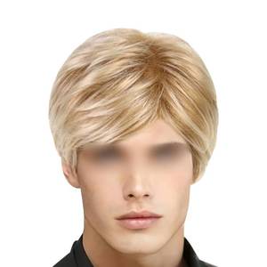 lot 8266 image: UUYYEO Mens Blonde Short Hair Wig Male Cosplay Wig Men Daily Wear Wig Realistic Mens Wig Layered Synthetic Hair Wig Natural Fluffy Wig Halloween Costume Wig