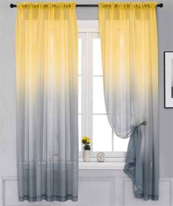 lot 8283 image: Yancorp Bedroom Curtains 63 inch Length Sheer Curtain Linen Yellow Grey Ombre Rod Pocket Drapes for Girls Living Room Mermaid Bedroom Nursery Kids Window Decor, 1 Panel(Yellow Grey, 40x63)