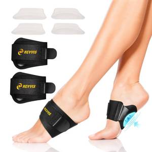 lot 8299 image: NEVVIS Arch Support Braces with Replaceable Gel Pads, Adjustable Orthotic Arch Support for Women Men, Relief for Plantar Fasciitis, High Arch, Flat Feet, Foot Fatigue, Arch Pain, 4 Pads with 2 Heights