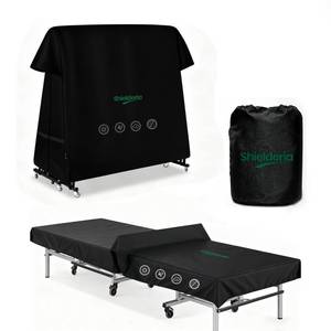 lot 9000 image: PingPong Table Cover 600D Heavy Duty Oxford Fabric 9x5 FT Universal Fit for Folding & Flat Tables, Waterproof Sunproof for Indoor Outdoor Use with Paddle Storage Bag