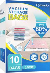lot 9002 image: Fygrip 80% Space Saver Vacuum Storage Bags with Hand Pump, 10 Large