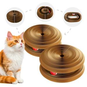 lot 9010 image: 2 Pack Kitty Cat Toy, Cat Scratchers for Indoor Cats, Magic Organ Foldable Cardboard Cat Scratcher, Cat Toy Interactive Relieve Boredom and Exercise Brown