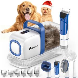 lot 9014 image: Buenkee Dog Grooming Vacuum Kit, 15000Pa Clipper, Shedding Brush, 2L, White