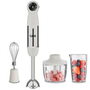 lot 9018 image: Cordless Immersion Hand Blender with Charging, 4 in 1 Handheld Blenders Set, 6-Speed Turbo, Wall-Mountable Design, Includes Chopper, Whisk & Frother for Soup, Baby Food & Smoothies