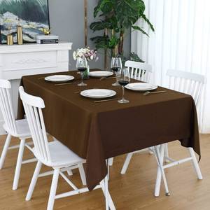 lot 9028 image: FOLINS&HOME Brown Rectangle Tablecloth, 52 x 70 Inch Waterproof Table Cloth
