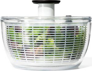 lot 9031 image: OXO Good Grips Salad Spinner  Lettuce Spinner  Fruit Washer  Fruit Washing Bowl with Strainer  Vegetable Cleaner  Salad Cleaner  Lettuce Washer  6.22 Quart Capacity